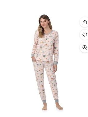 Kohl's Pink and Gray Printed Long-Sleeve Pajama Set